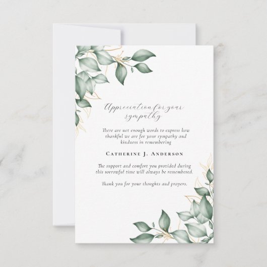 愛する記憶のユーカリ写真葬儀 サンキューカード (正面)