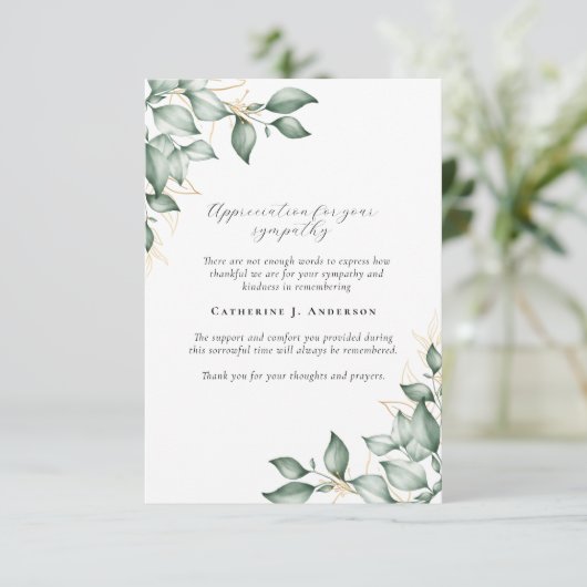 愛する記憶のユーカリ写真葬儀 サンキューカード (スタンド正面)