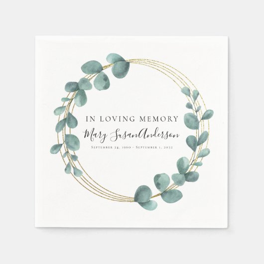 愛する記憶のユーカリ葬儀メモリアル目覚め スタンダードカクテルナプキン (正面)