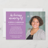 愛する記憶のラベンダー写真死の発表 招待状 (正面)