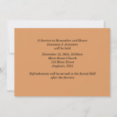 愛する記憶の中でお祝いの生涯の記念 招待状 (裏面)