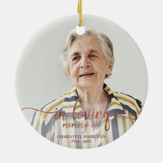 愛する記憶の中でかわいいパーソナライズされた写真追悼碑 セラミックオーナメント (裏面)