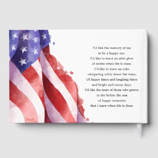愛する記憶の中でアメリカ国旗の葬儀ゲストブック ゲストブック (裏面)