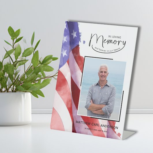 愛する記憶の中でアメリカ国旗の葬儀メモリアル 台座サイン