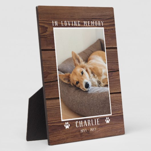 愛する記憶の中でカスタムの写真ペット記念素朴 フォトプラーク (側面)