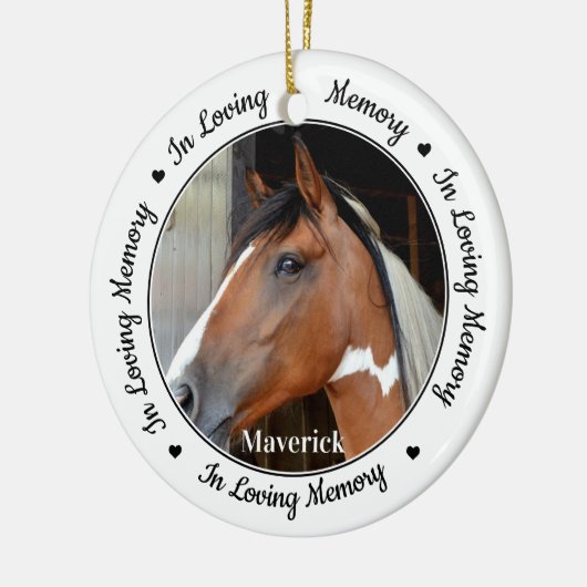 愛する記憶の中でカスタムの馬の写真ペット記念碑 セラミックオーナメント (左)