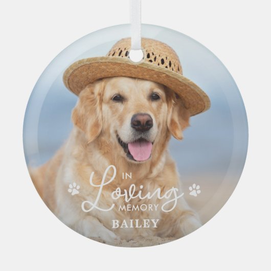 愛する記憶の中でカスタムペット犬の記念写真 ガラスオーナメント (正面)
