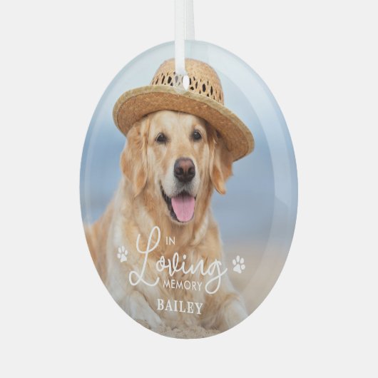 愛する記憶の中でカスタムペット犬の記念写真 ガラスオーナメント (正面左)