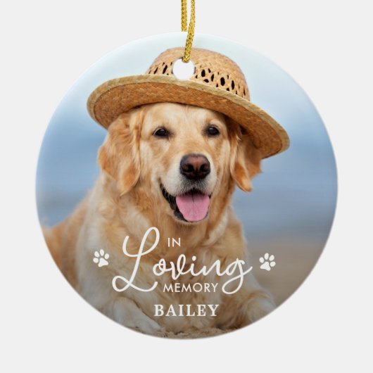 愛する記憶の中でカスタムペット犬2写真記念 セラミックオーナメント (正面)