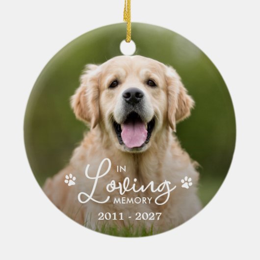 愛する記憶の中でカスタムペット犬2写真記念 セラミックオーナメント (裏面)