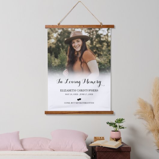愛する記憶の中でカスタム写真葬儀記念碑 吊り下げ型タペストリー (寝室)