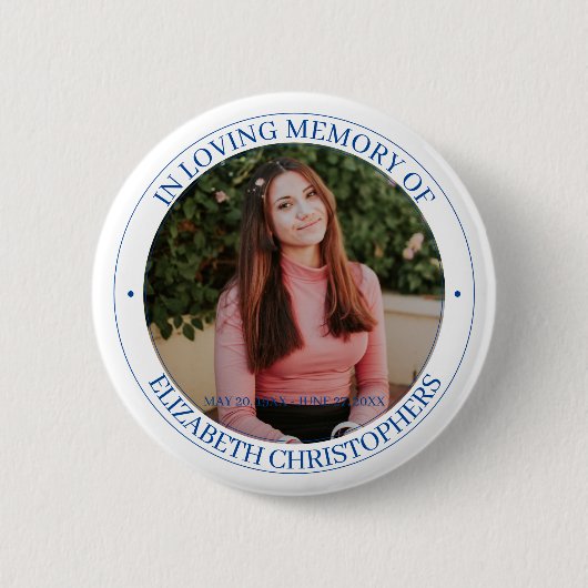 愛する記憶の中でカスタム写真葬儀記念碑 缶バッジ (正面)