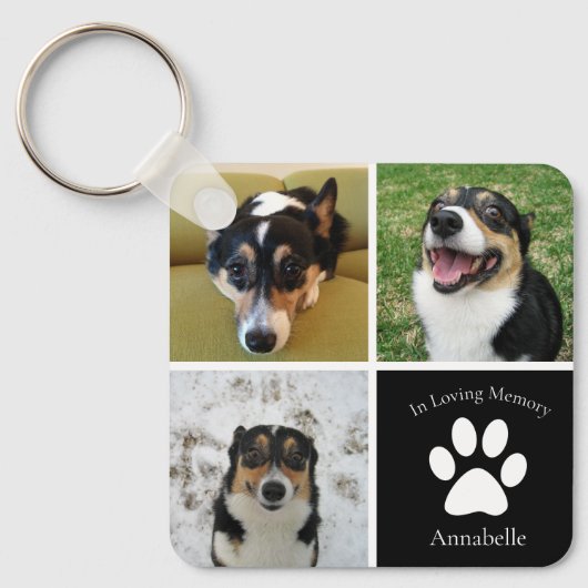 愛する記憶の中でカスタム犬の写真コラージュのキープサケ キーホルダー (正面)