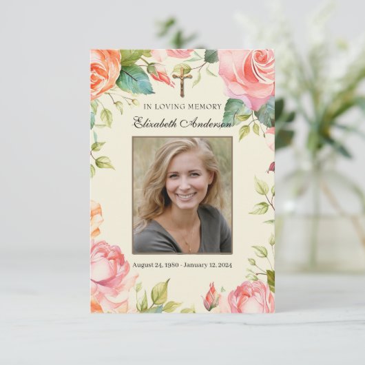 愛する記憶の中でカトリック葬儀祈りの言葉カード 案内状 (スタンド正面)