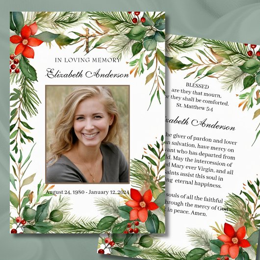 愛する記憶の中でカトリック葬儀祈りの言葉カード 案内状