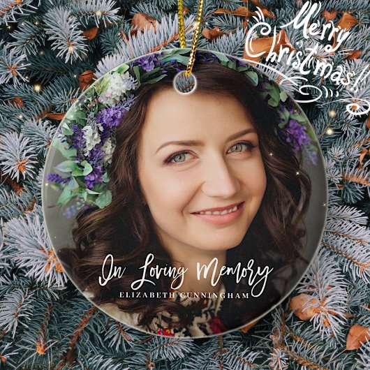 愛する記憶の中でキュラッシブカスタムな写真追悼碑 セラミックオーナメント