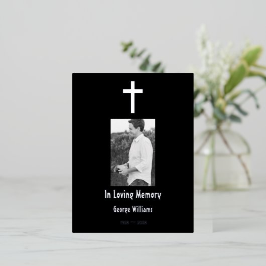 愛する記憶の中でシルバークロス死亡記念日 箔シーズンポストカード (立ち正面)