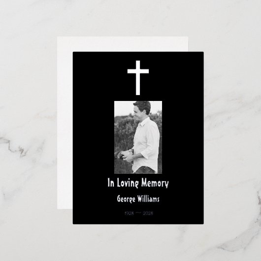 愛する記憶の中でシルバークロス死亡記念日 箔シーズンポストカード (正面/裏面)