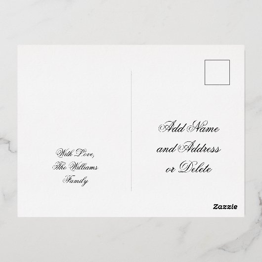 愛する記憶の中でシルバークロス死亡記念日 箔シーズンポストカード (裏面)