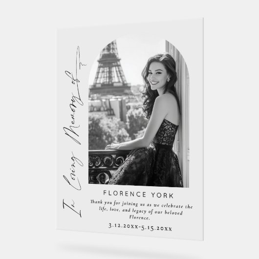 愛する記憶の中でシンプルの追悼歓迎 アクリルサイン (傾斜)