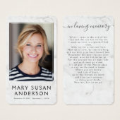 愛する記憶の中でシンプル大理石の写真詩カード (正面&裏面)