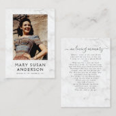 愛する記憶の中でシンプル大理石の写真詩カード ノートカード (正面/裏面)