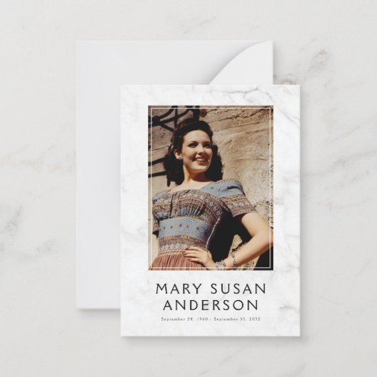 愛する記憶の中でシンプル大理石の写真詩カード ノートカード (正面)