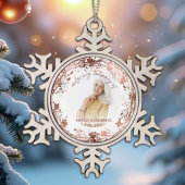 愛する記憶の中でバラフォイル写真追悼碑 スノーフレークピューターオーナメント