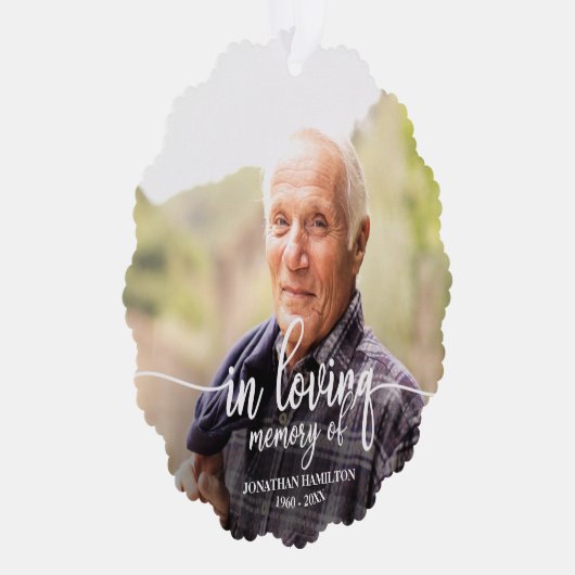 愛する記憶の中でパーソナライズされた記念碑 オーナメントカード (右)