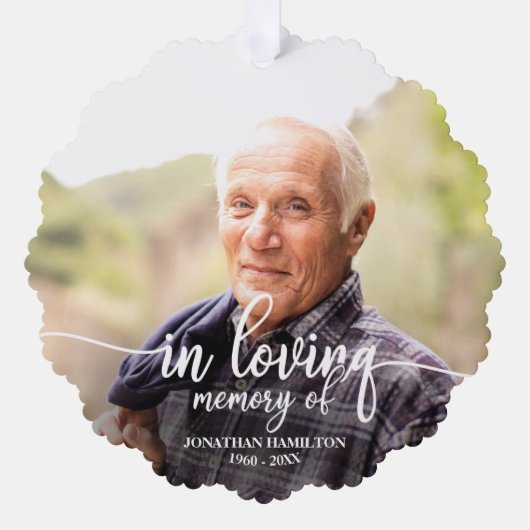 愛する記憶の中でパーソナライズされた記念碑 オーナメントカード (正面)