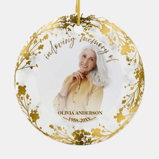 愛する記憶の中でパーソナライズされた記念碑 セラミックオーナメント (裏面)