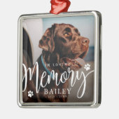 愛する記憶の中でペットのポーのメモリアルモダン写真 メタルオーナメント (左)