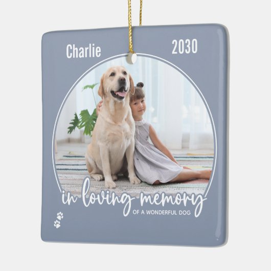 愛する記憶の中でペットのモダン記念灰色の写真 セラミックオーナメント (左)