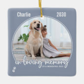 愛する記憶の中でペットのモダン記念灰色の写真 セラミックオーナメント (正面)