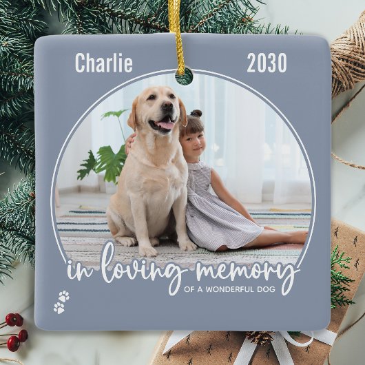 愛する記憶の中でペットのモダン記念灰色の写真 セラミックオーナメント