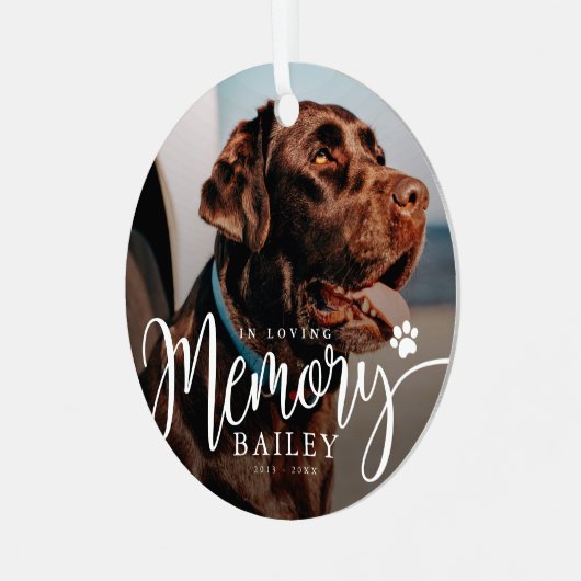 愛する記憶の中でペットの記念モダンのシンプル写真 メタルオーナメント (正面左)