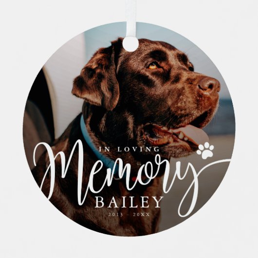 愛する記憶の中でペットの記念モダンのシンプル写真 メタルオーナメント (正面)