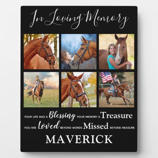 愛する記憶の中でペットパーソナライズされたの記念馬 フォトプラーク (正面)