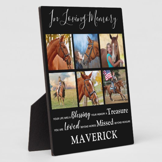 愛する記憶の中でペットパーソナライズされたの記念馬 フォトプラーク (側面)