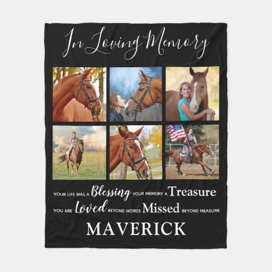 愛する記憶の中でペットパーソナライズされたの記念馬 フリースブランケット (正面)