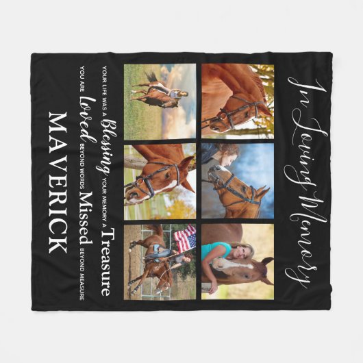 愛する記憶の中でペットパーソナライズされたの記念馬 フリースブランケット (正面(横))