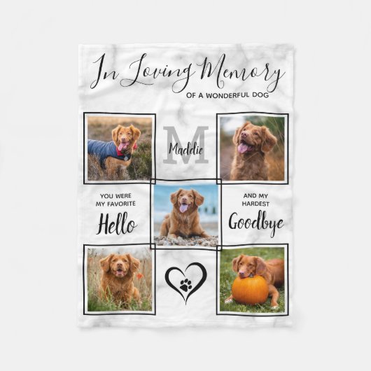 愛する記憶の中でペット記念写真ユニークコラージュ フリースブランケット (正面)