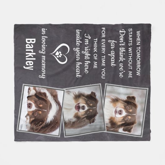 愛する記憶の中でペット記念写真集 フリースブランケット (正面(横))
