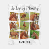 愛する記憶の中でペット記念馬の写真コラージュ フリースブランケット (正面)