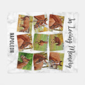 愛する記憶の中でペット記念馬の写真コラージュ フリースブランケット (正面(横))