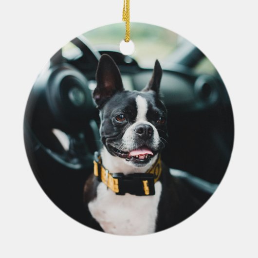 愛する記憶の中でボストンテリア犬ペット記念碑 セラミックオーナメント (裏面)