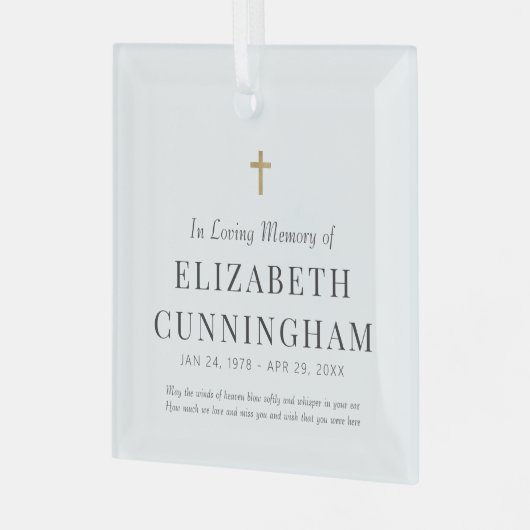 愛する記憶の中でメモリアルモダンシンプルクロス ガラスオーナメント (正面左)