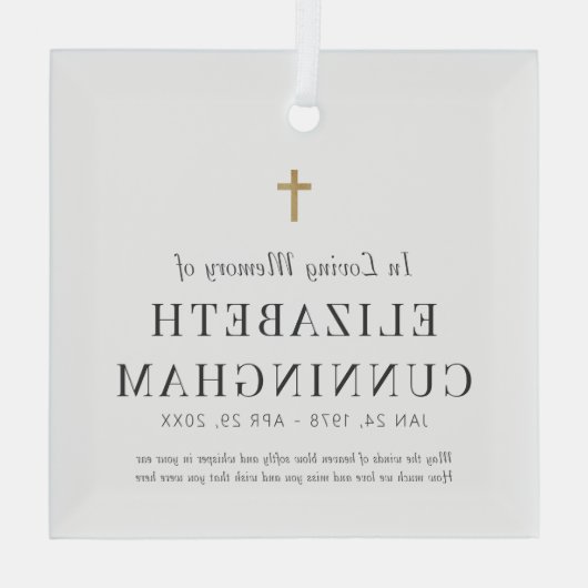 愛する記憶の中でメモリアルモダンシンプルクロス ガラスオーナメント (裏面)