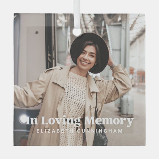 愛する記憶の中でモダンのカスタム写真記念 ガラスオーナメント (正面)