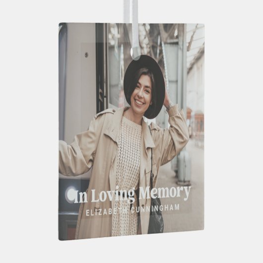 愛する記憶の中でモダンのカスタム写真記念 ガラスオーナメント (正面右)